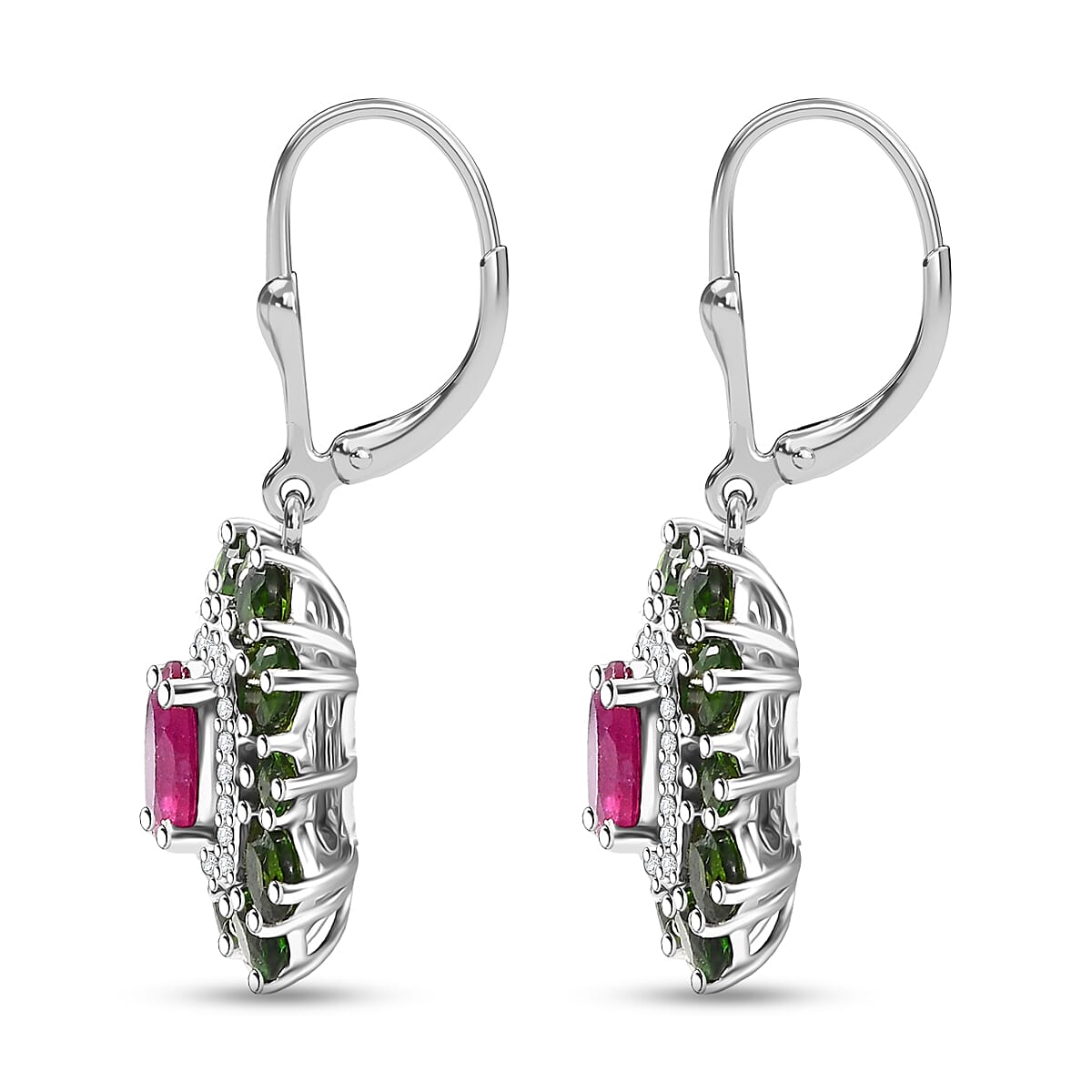 Gemstone Earrings in Rhodium Sterling Silver