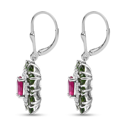 Gemstone Earrings in Rhodium Sterling Silver