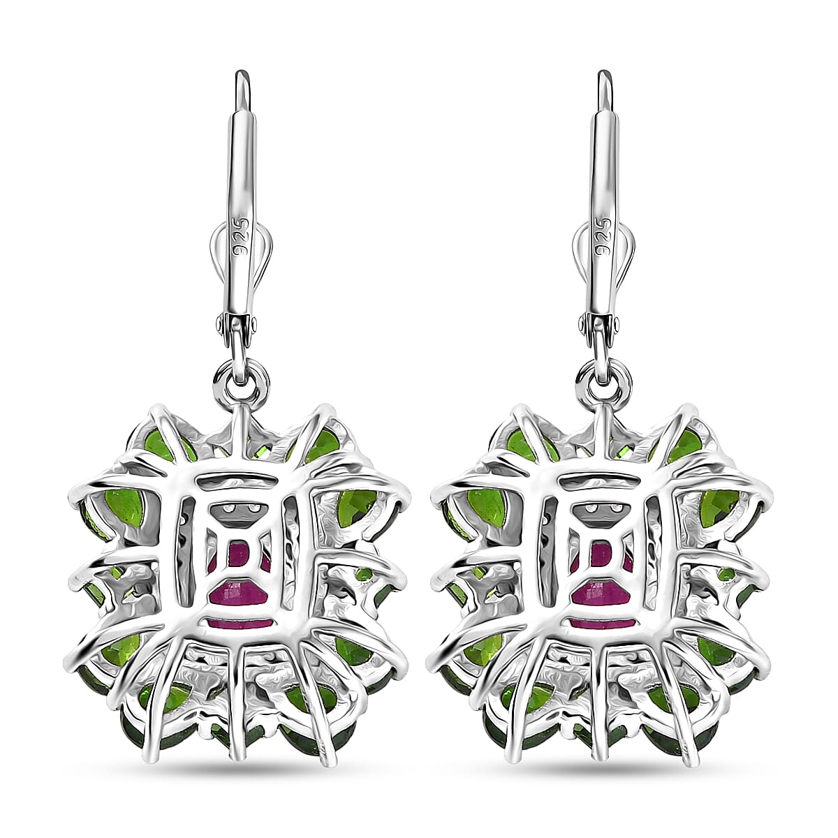 Gemstone Earrings in Rhodium Sterling Silver