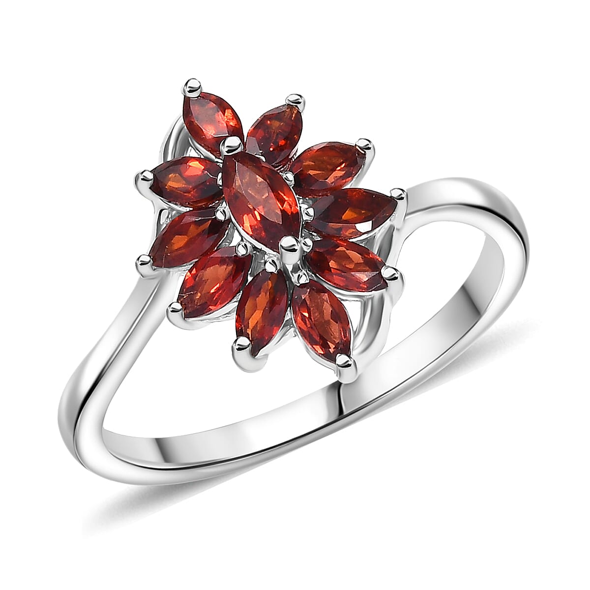 Mozambique Garnet Ring – A Touch of Passion and Elegance in Rhodium-Plated Silver