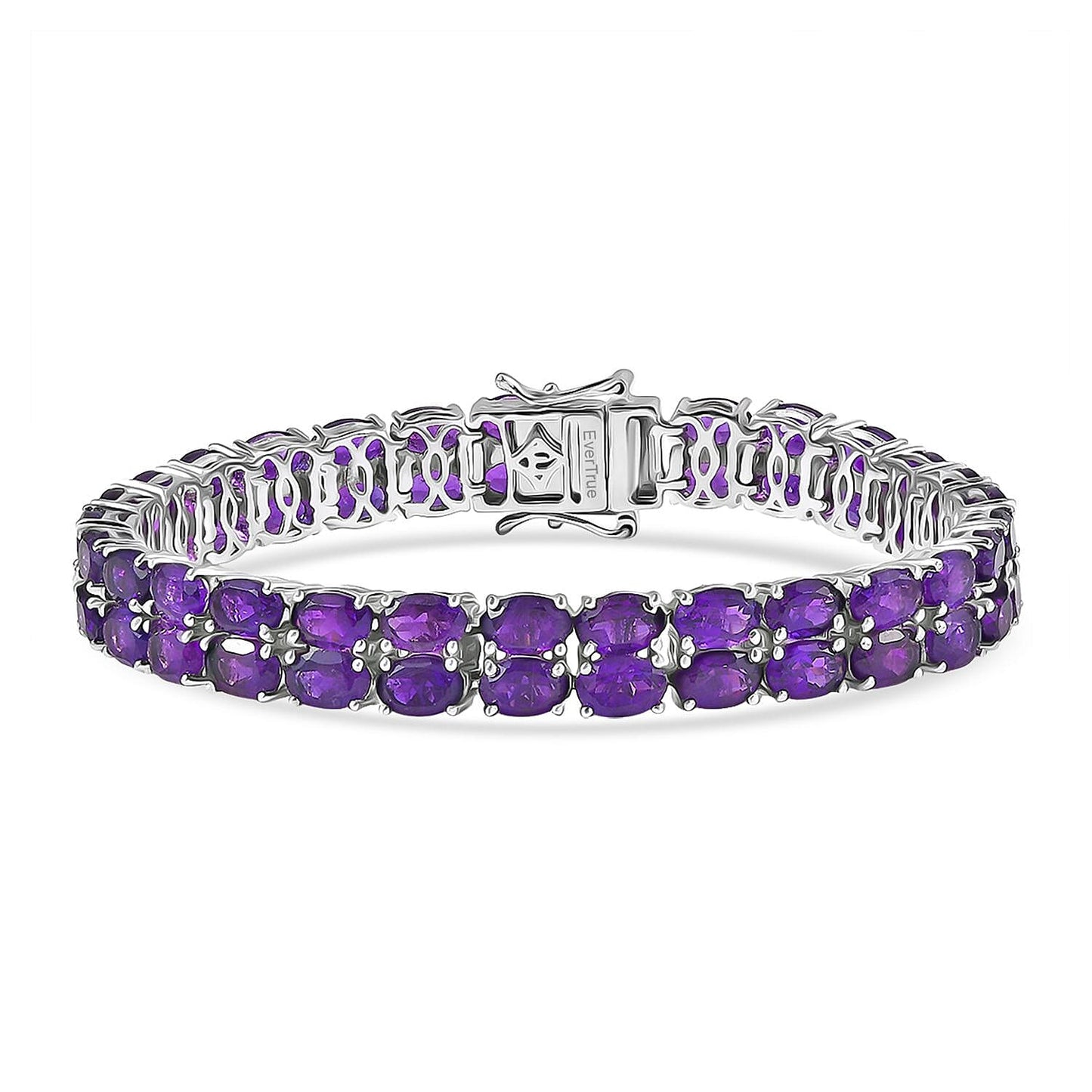EverTrue African Amethyst Two-Row Carpet Bracelet — Elegant Sparkle & Healing Energy
