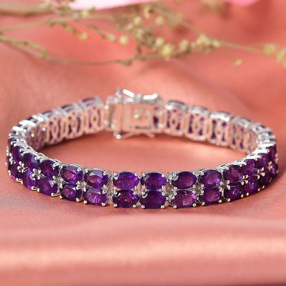 EverTrue African Amethyst Two-Row Carpet Bracelet — Elegant Sparkle & Healing Energy