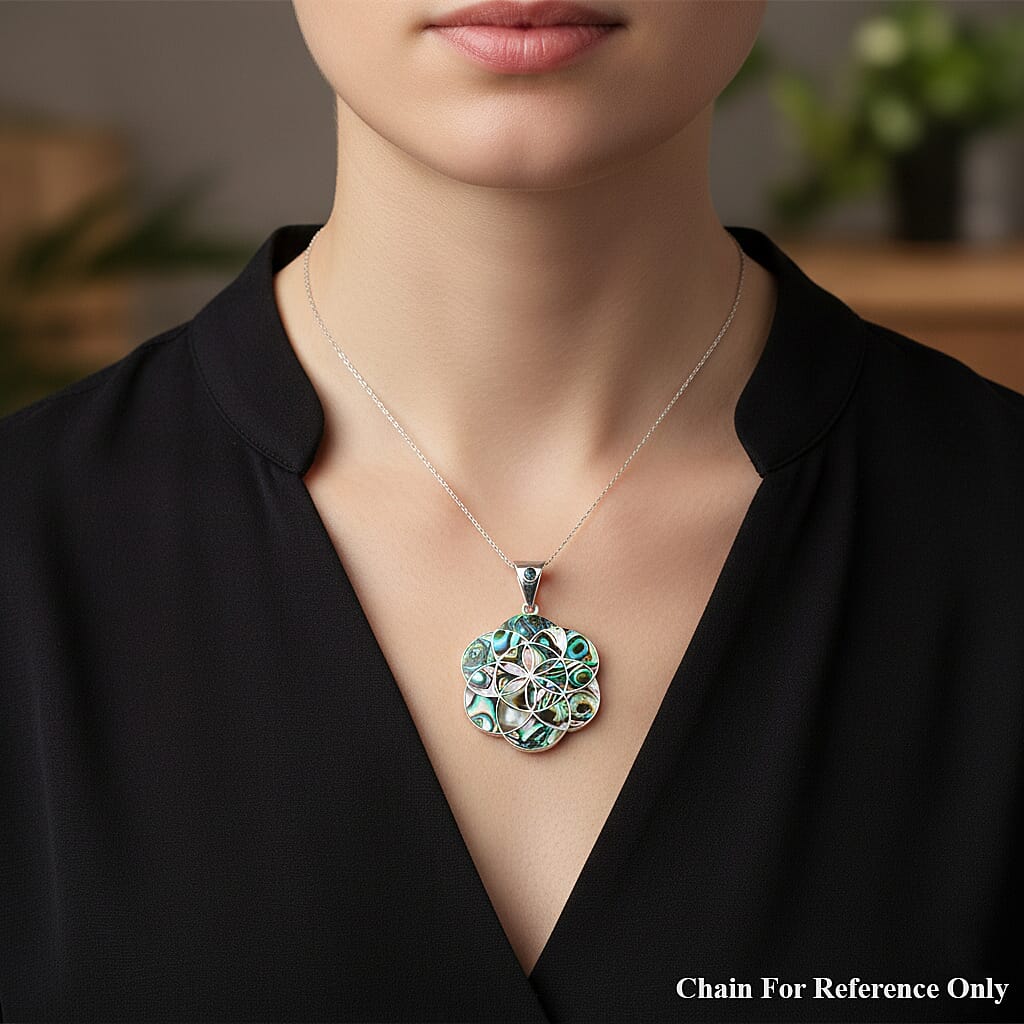 Mariana Flower of Life Abalone Pendant — Sacred Geometry & Oceanic Radiance