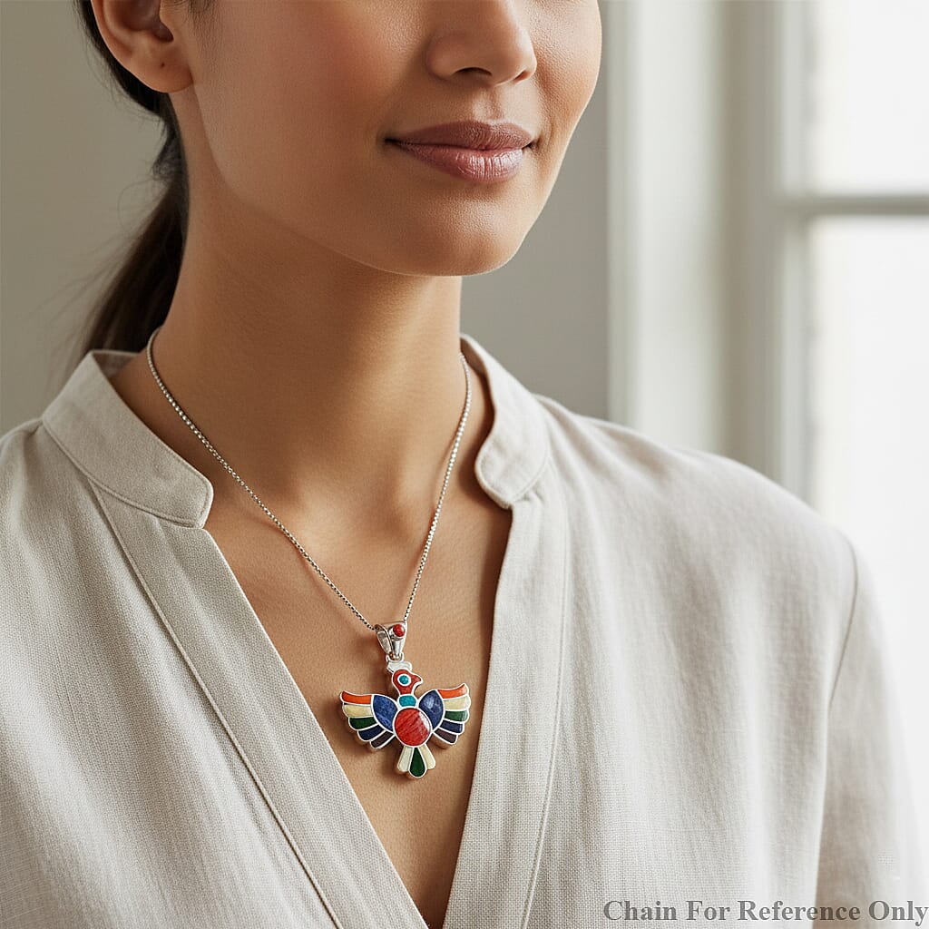 Peruvian Artistry Multi Gemstone Colca Condor Pendant — A Symbol of Freedom and Power