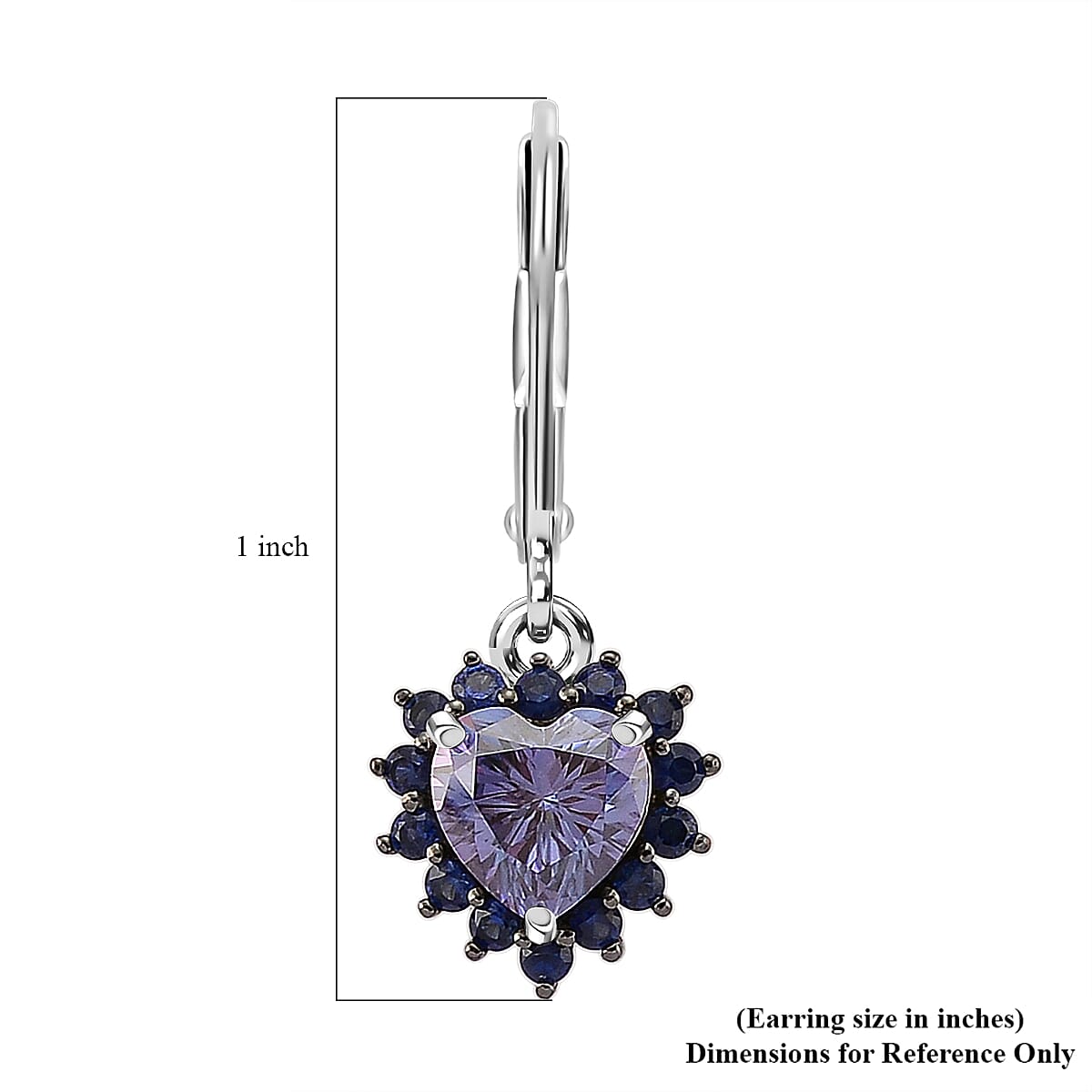 Moissanite & Sapphire Heart Dangle Earrings — Radiant Sparkle & Charm