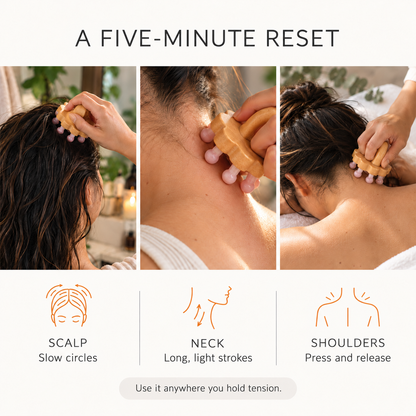 Rose Quartz Scalp Massager – Self-Care Relaxation Tool