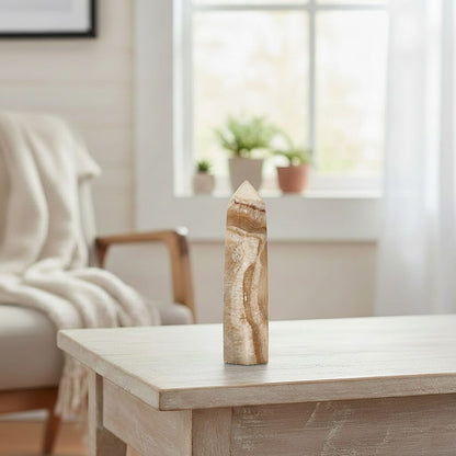 Calcite Brown Prism Tower – Grounded Energy and Focused Intention