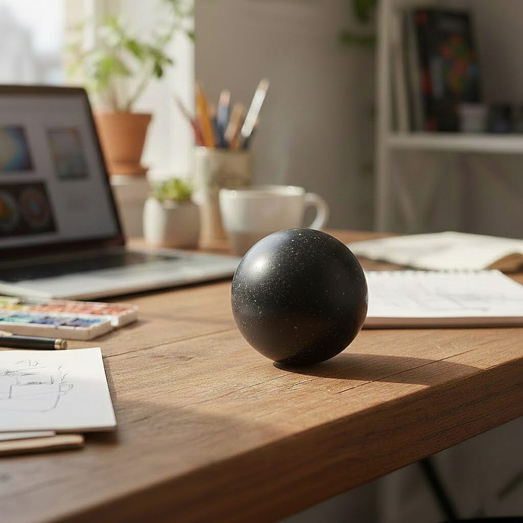 Nuummite Sphere Ball– Grounding Elegance and Visual Intrigue