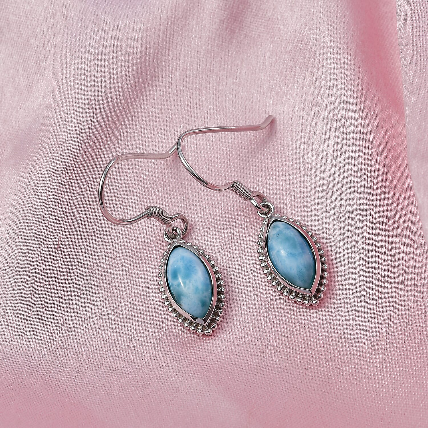 AAA Larimar Marquise Drop Earrings in Silver
