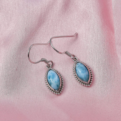AAA Larimar Marquise Drop Earrings in Silver
