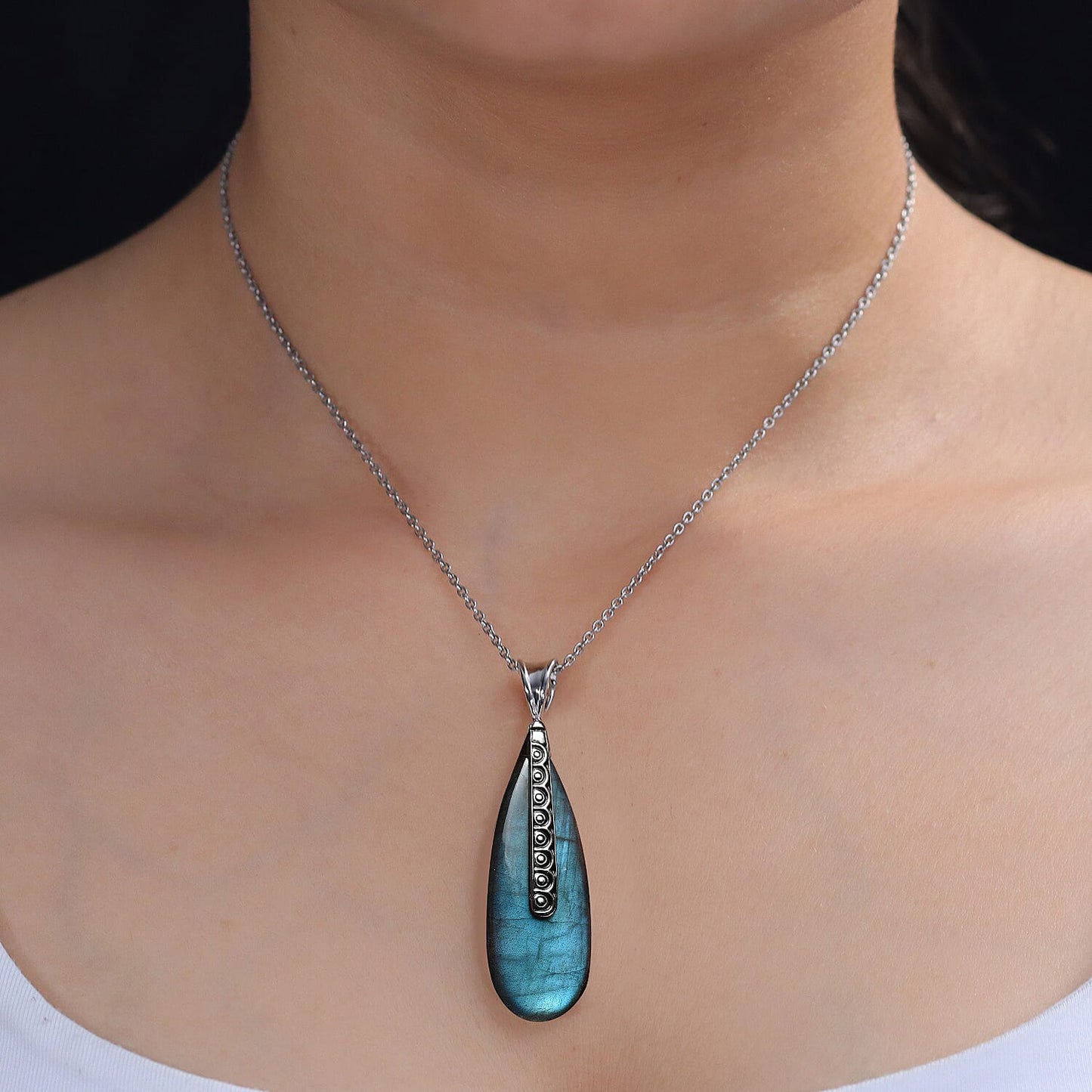 Labradorite or Lapis Lazuli Teardrop Pendant