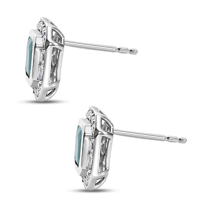 Grandidierite and Moissanite Stud Earrings