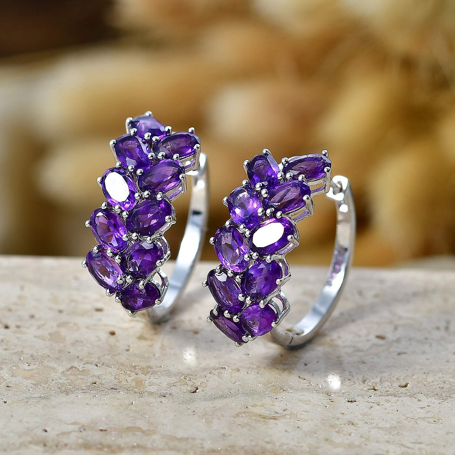 Chevron Hoop Earrings in Platinum Bond Finish
