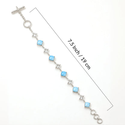 Larimar and Sky Blue Topaz Bracelet with Toggle Lock, Silver