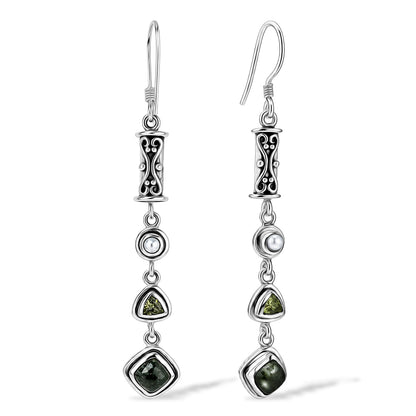 Seraphinite Earrings - Rare Sterling Silver Crystal Jewelry