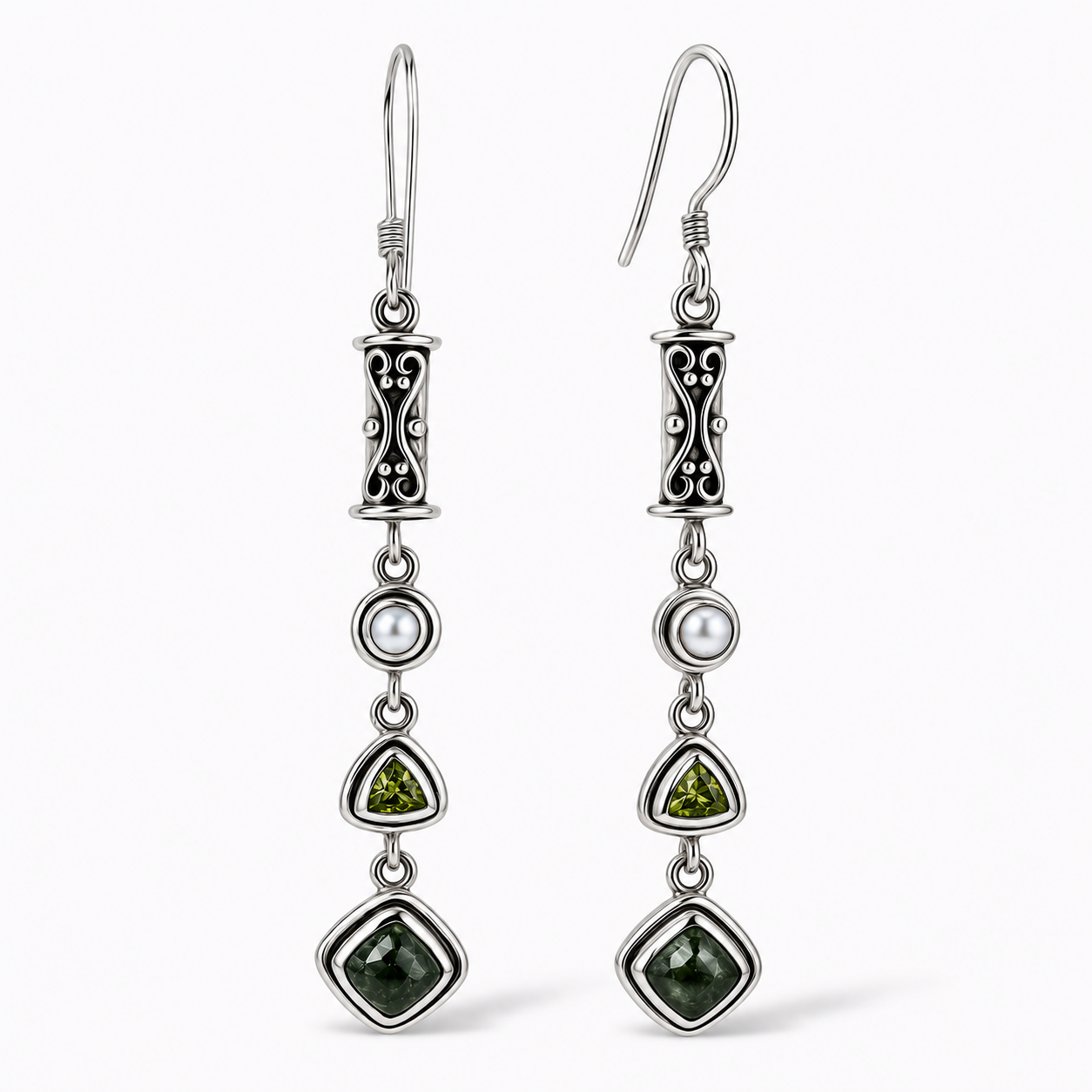 Seraphinite Earrings - Rare Sterling Silver Crystal Jewelry