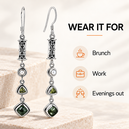 Seraphinite Earrings - Rare Sterling Silver Crystal Jewelry