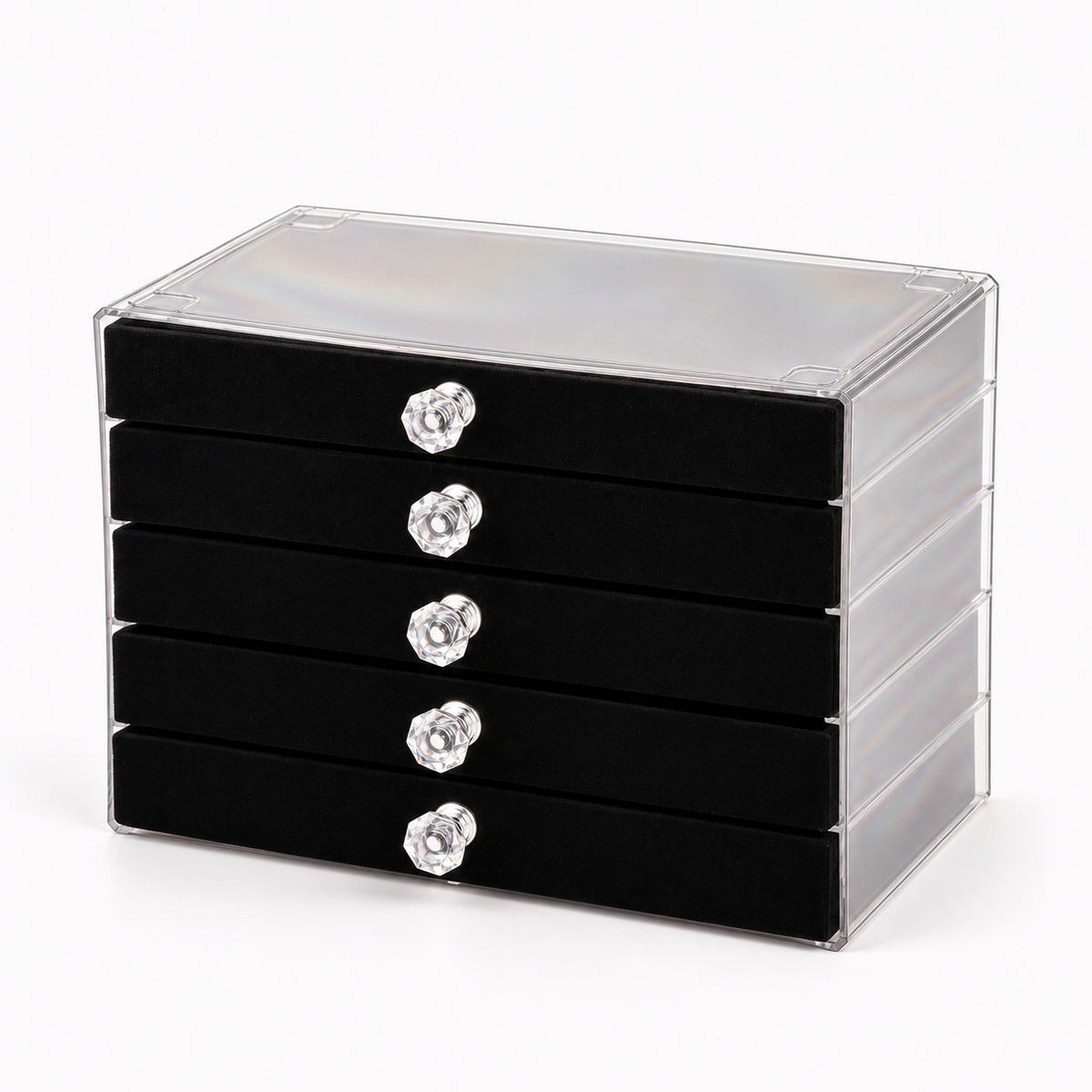 5-Layer Velvet Jewelry Organizer – Clear Dust Cover
