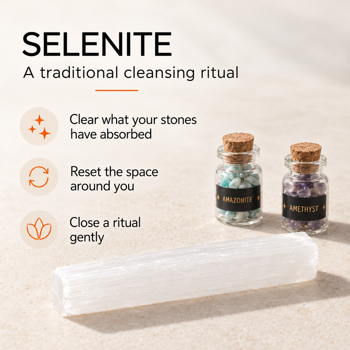 Witchcraft Crystal Kit - 50 Labeled Gemstones and Selenite