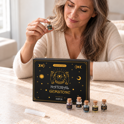 Witchcraft Crystal Kit - 50 Labeled Gemstones and Selenite