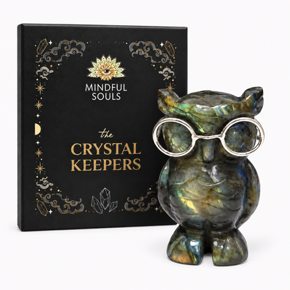 Labradorite Owl Figurine – Rare Crystal Collectible of Wisdom & Guidance