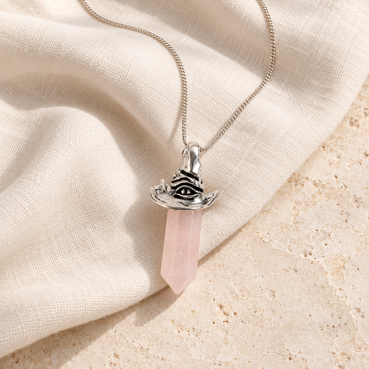 Rose Quartz Witch Hat Necklace – Limited Edition