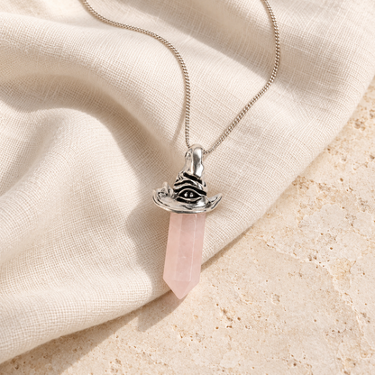 Rose Quartz Witch Hat Necklace – Limited Edition