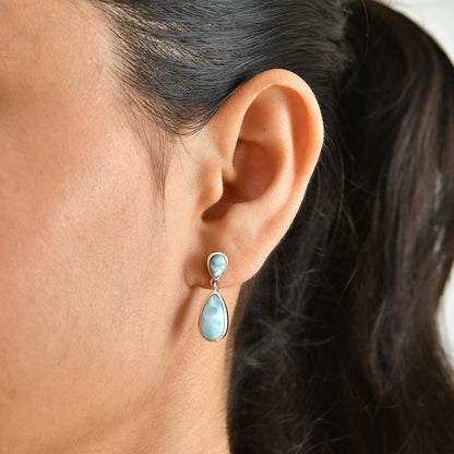 Larimar Earrings – Caribbean Blue Sterling Silver Drops
