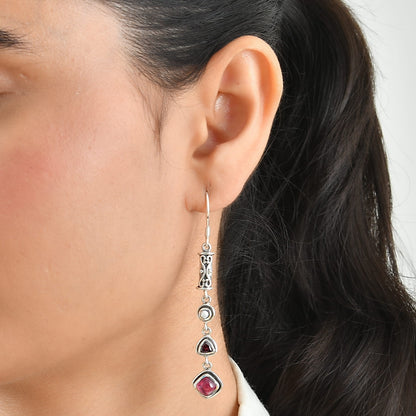 Ruby Red Pearl Drop Earrings  – Sterling Silver Jewelry