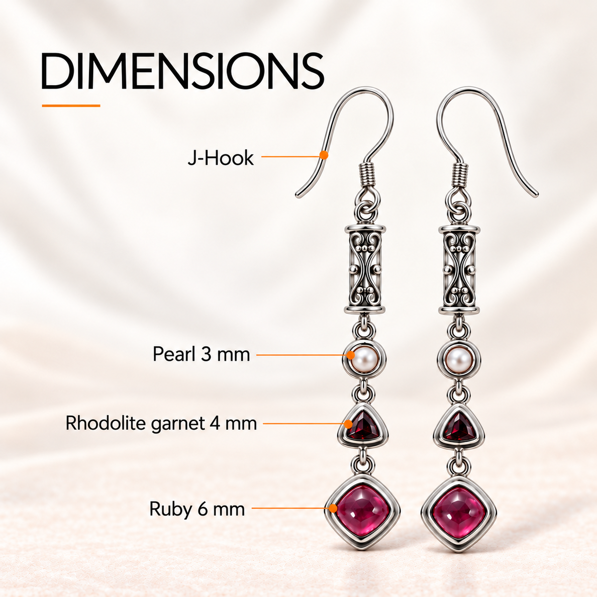 Ruby Red Pearl Drop Earrings  – Sterling Silver Jewelry