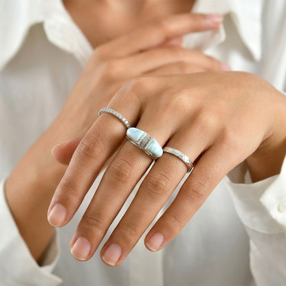 Chic Larimar Ring – Ocean Blue Crystal Cocktail Jewelry