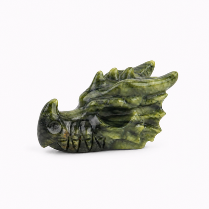 Serpentine Dragon Head Statue - Protection Crystal Decor