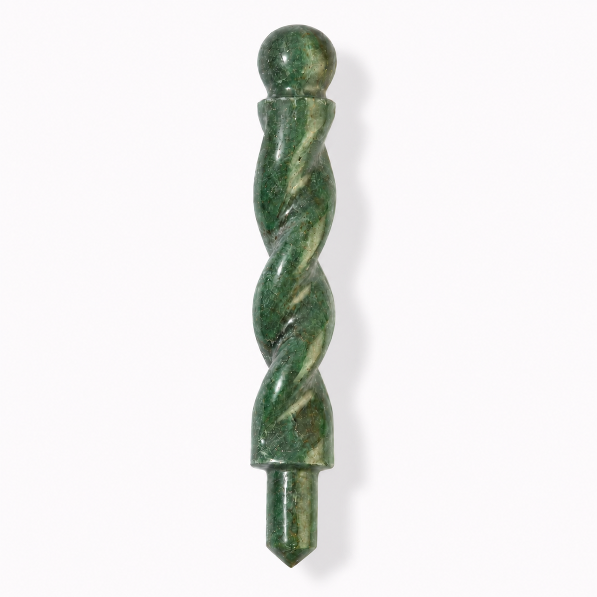 Natural Green Jade Spiral Wand – Luck and Abundance