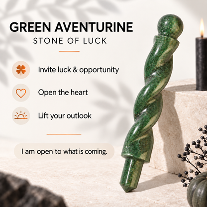Natural Green Jade Spiral Wand – Luck and Abundance