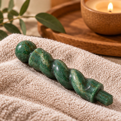 Natural Green Jade Spiral Wand – Luck and Abundance