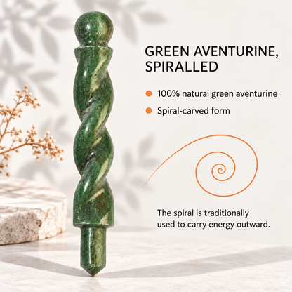 Natural Green Jade Spiral Wand – Luck and Abundance