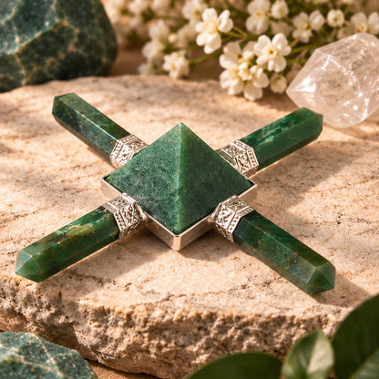Crystal Energy Generator - Clear Quartz and Green Jade