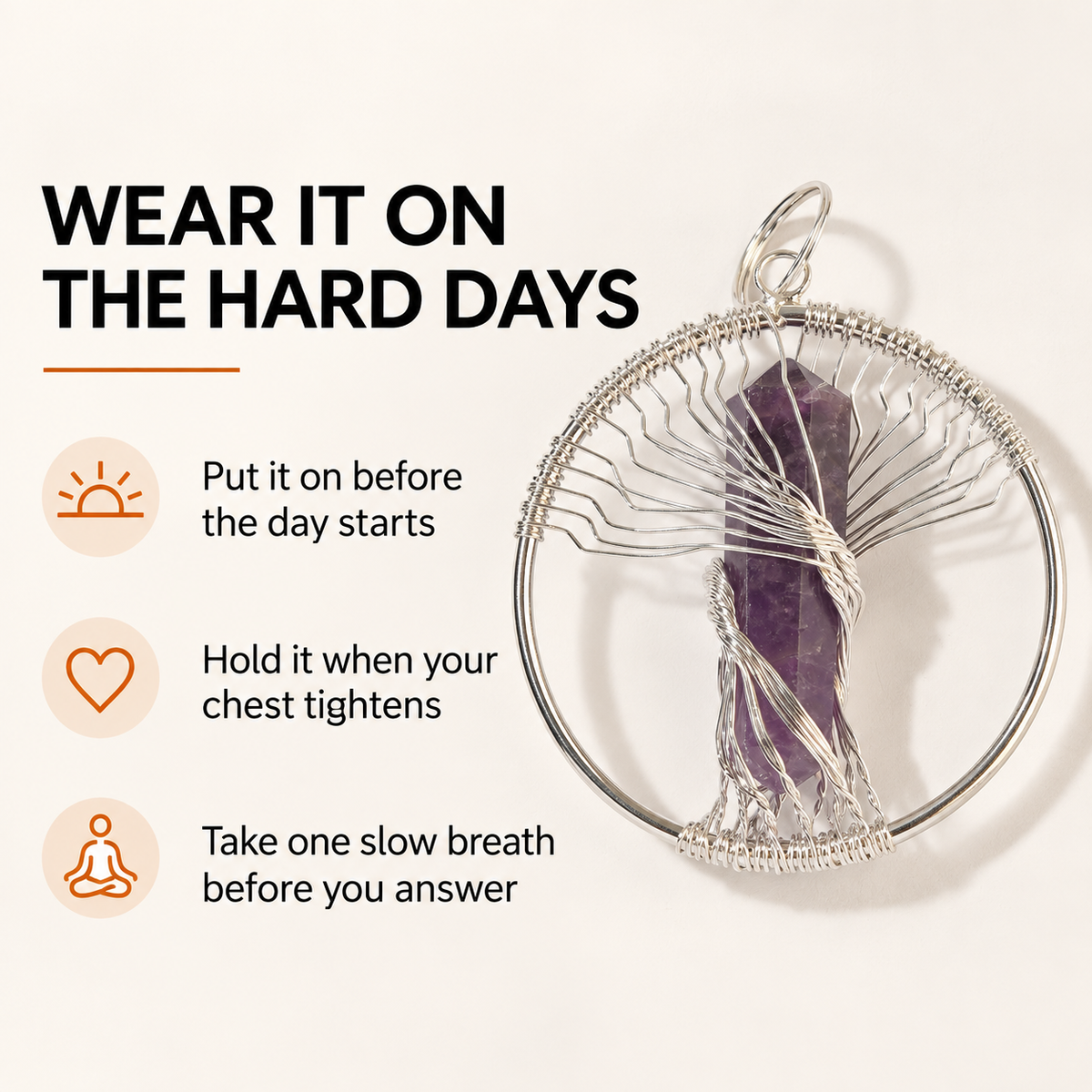 Natural Wire Wrapped Crystal Tree of Life Pendant for Growth