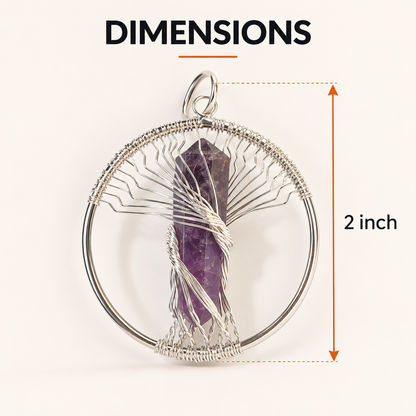 Natural Wire Wrapped Crystal Tree of Life Pendant for Growth