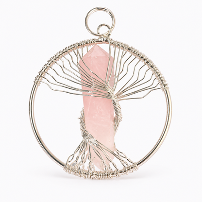 Natural Wire Wrapped Crystal Tree of Life Pendant for Growth