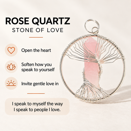 Natural Wire Wrapped Crystal Tree of Life Pendant for Growth