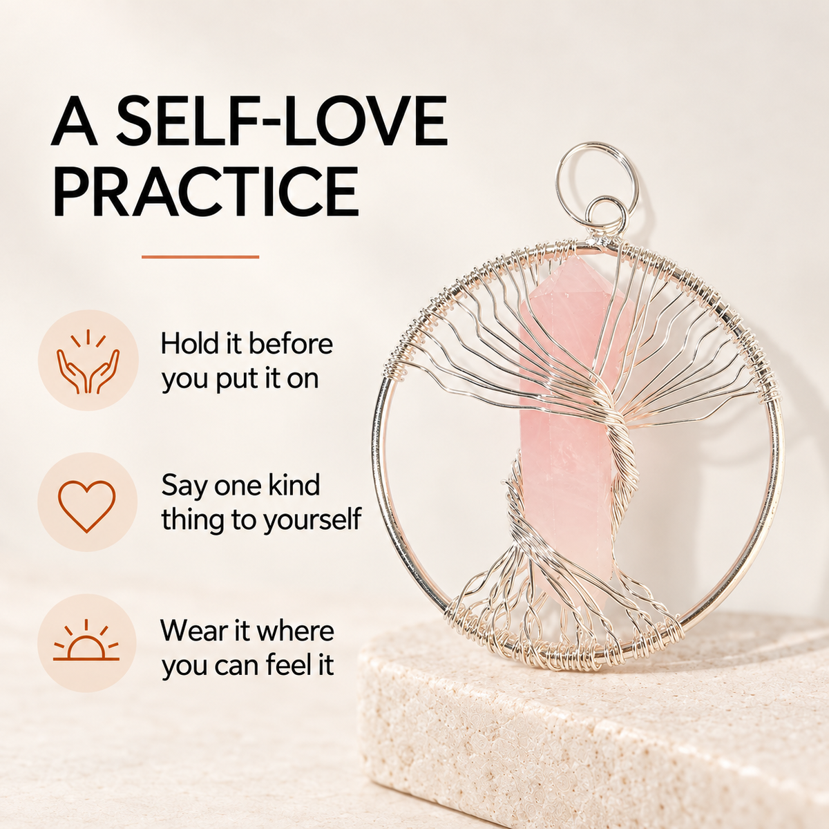 Natural Wire Wrapped Crystal Tree of Life Pendant for Growth
