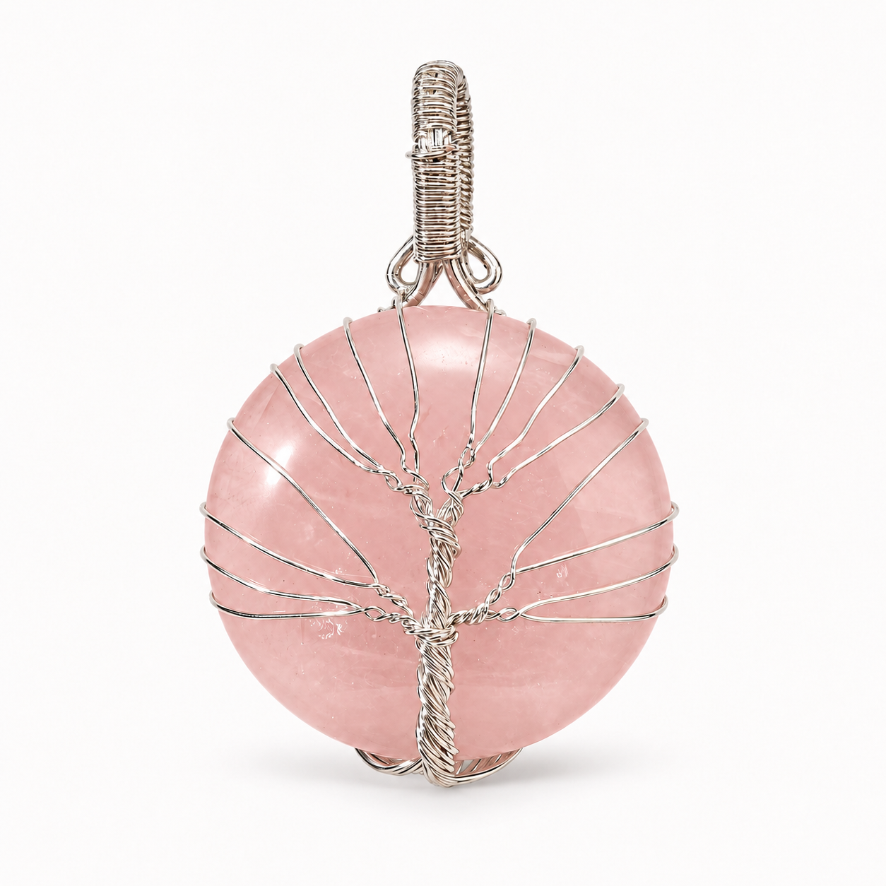 Rose Quartz Tree of Life Pendant - Self-Love Crystal Gift