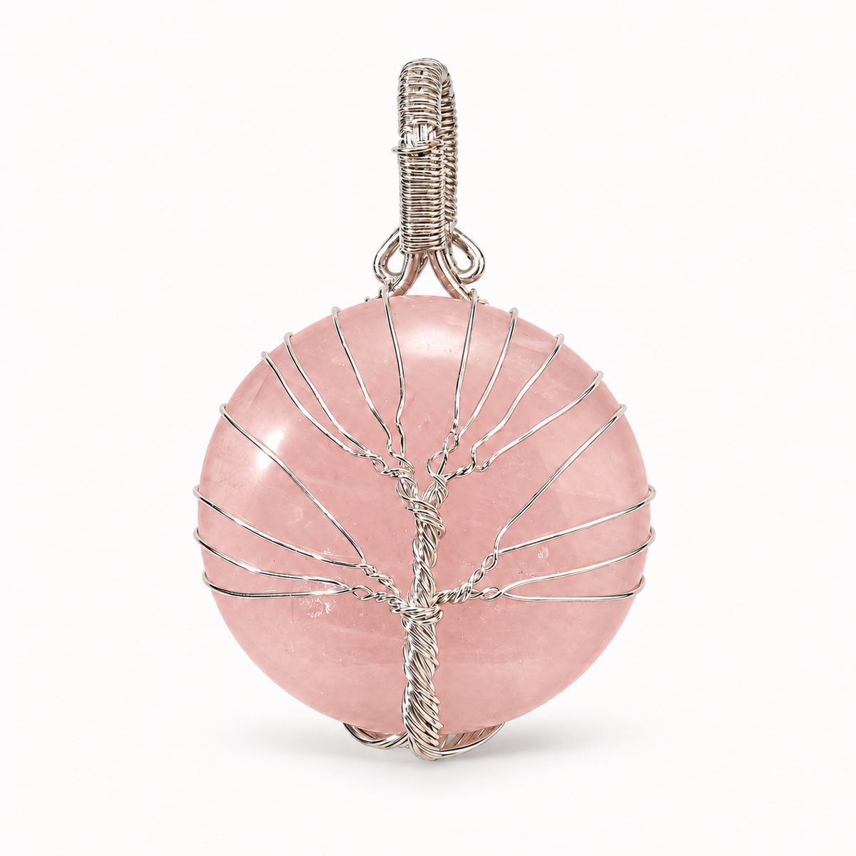 Rose Quartz Tree of Life Pendant - Self-Love Crystal Gift