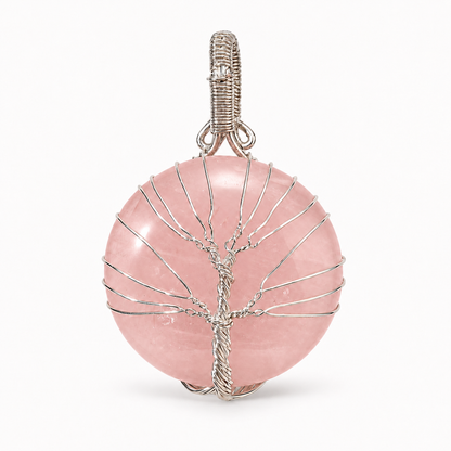 Rose Quartz Tree of Life Pendant - Self-Love Crystal Gift