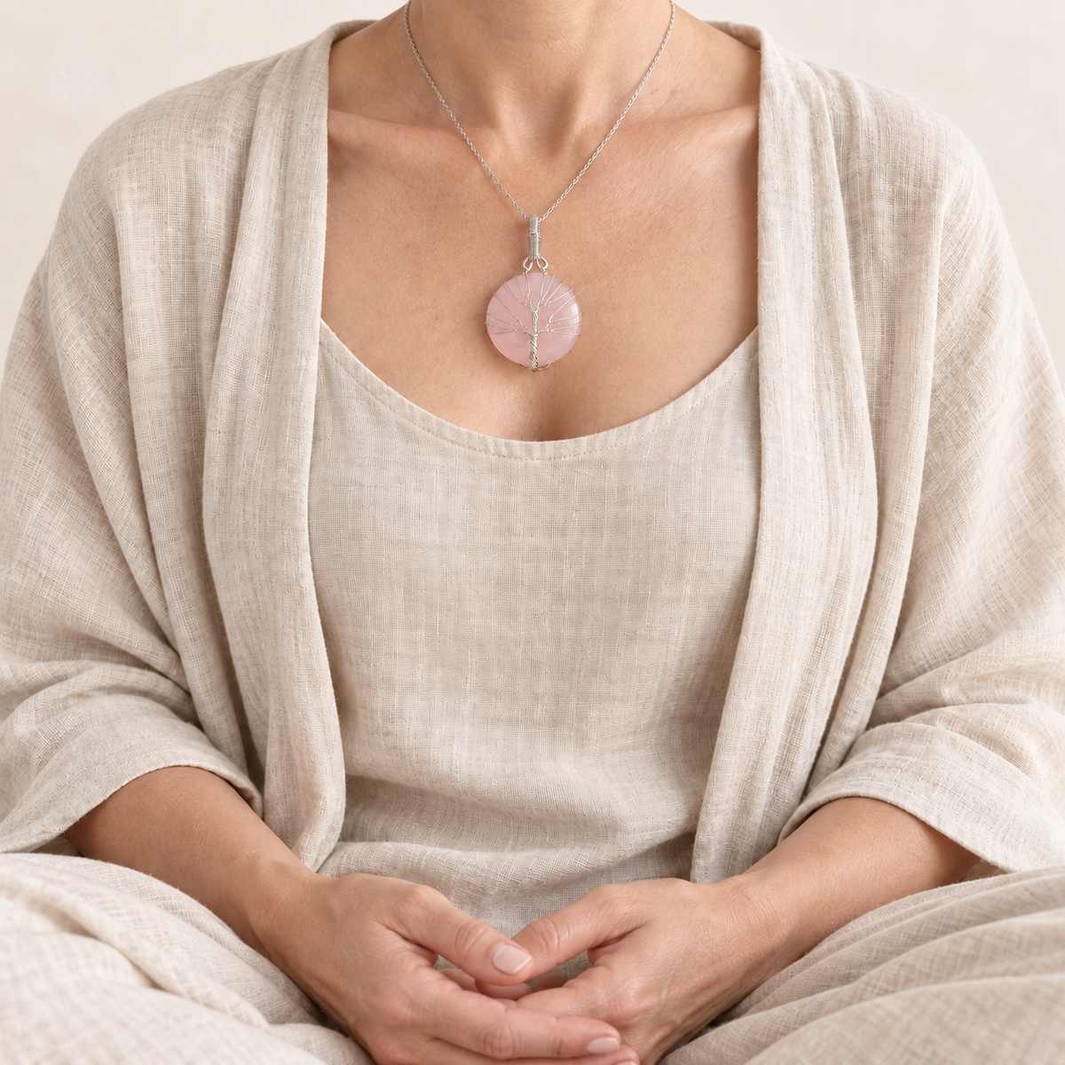 Rose Quartz Tree of Life Pendant - Self-Love Crystal Gift