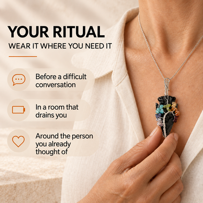 Black Obsidian Arrowhead – 7 Chakra Necklace Pendant