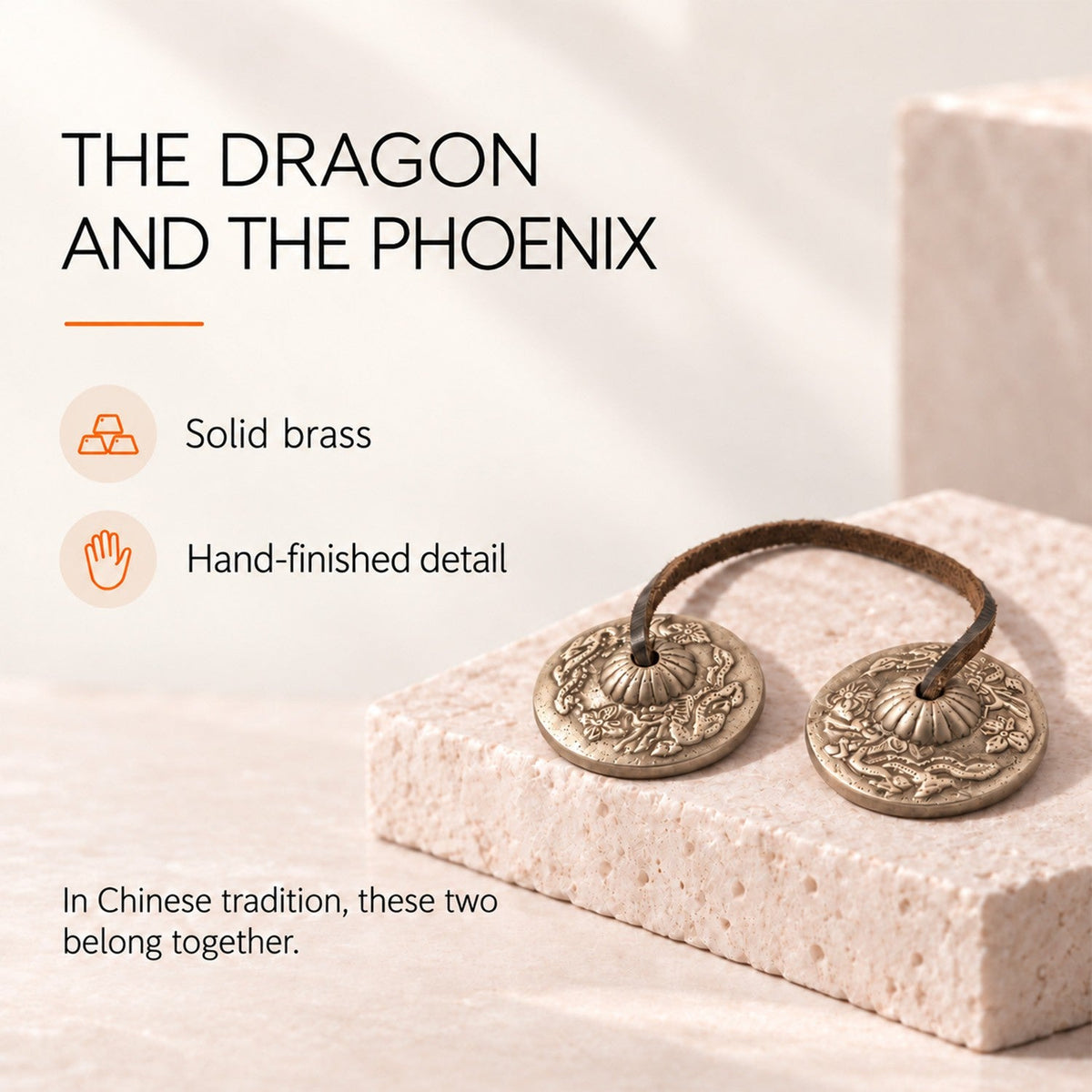 Dragon Phoenix Tingsha Cymbals – Brass Meditation Sound Tool