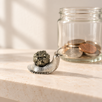 Pyrite Snail Talisman – Wealth Symbol for Steady Growth