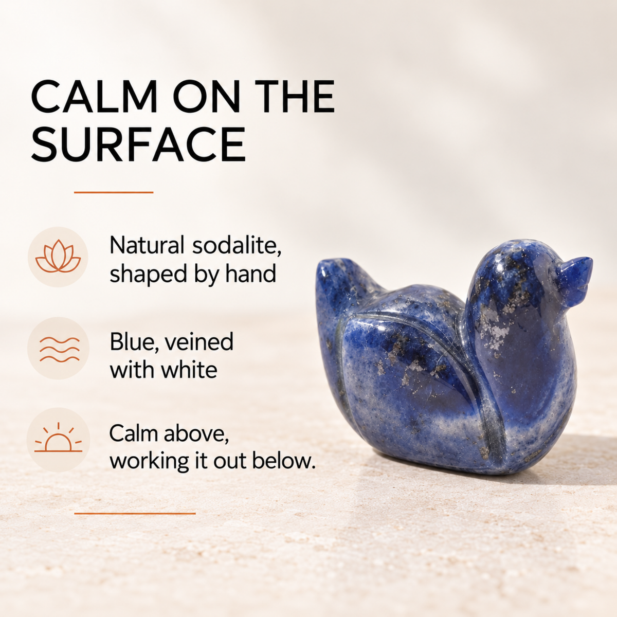 Crystal Duck Carving – Sodalite, Tiger Eye and Aventurine